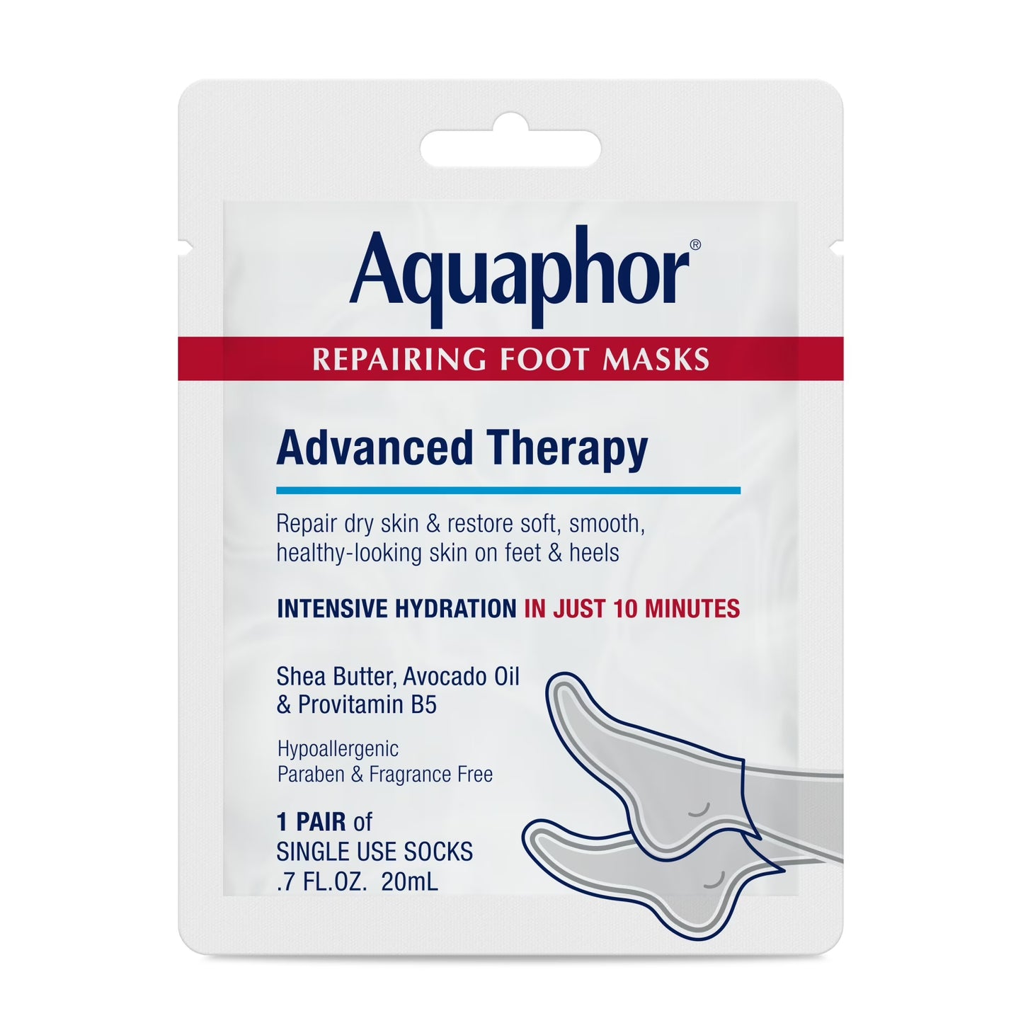 Repairing Foot Masks for Dry Feet, Moisturizing Socks with Shea Butter & Avocado Oil, 1 Pair