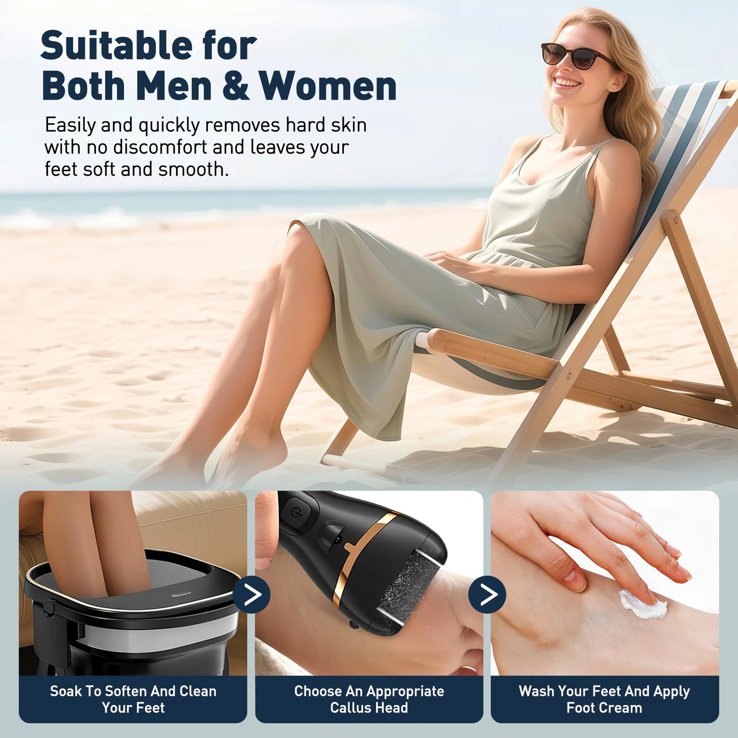 Electric Callus Remover, 18 in 1 Foot Callus Remover Kit W/ 3 Speed, 3 Roller Heads Waterproof Pedicure Tools for Feet, Rechargeable Foot Scrubber for Crack Dead Skin,Professional Foot File