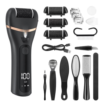 Electric Callus Remover, 18 in 1 Foot Callus Remover Kit W/ 3 Speed, 3 Roller Heads Waterproof Pedicure Tools for Feet, Rechargeable Foot Scrubber for Crack Dead Skin,Professional Foot File